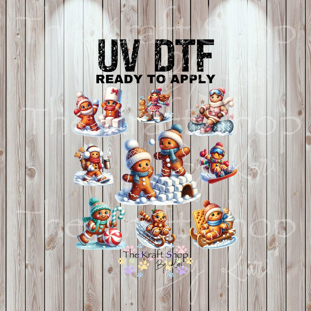 UV DTF Sticker Print Gingerbread Sports Christmas Mixed Media Element ...
