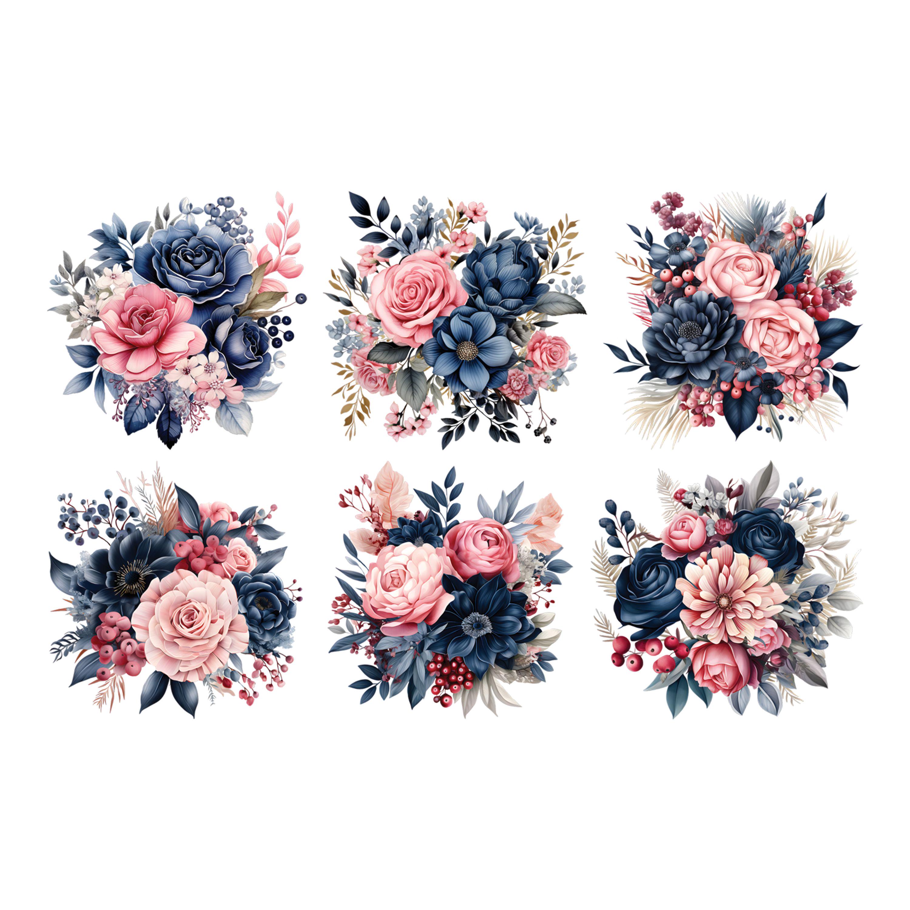 UV DTF Sticker Prints. Pink Blue Flower Element Sheet Bundle Decal ...