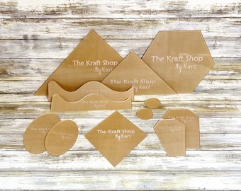 Acrylic templates used for vinyl, quilting or woodworking. Crafter supply and tool. Tumbler templates. DIY supply. Router template