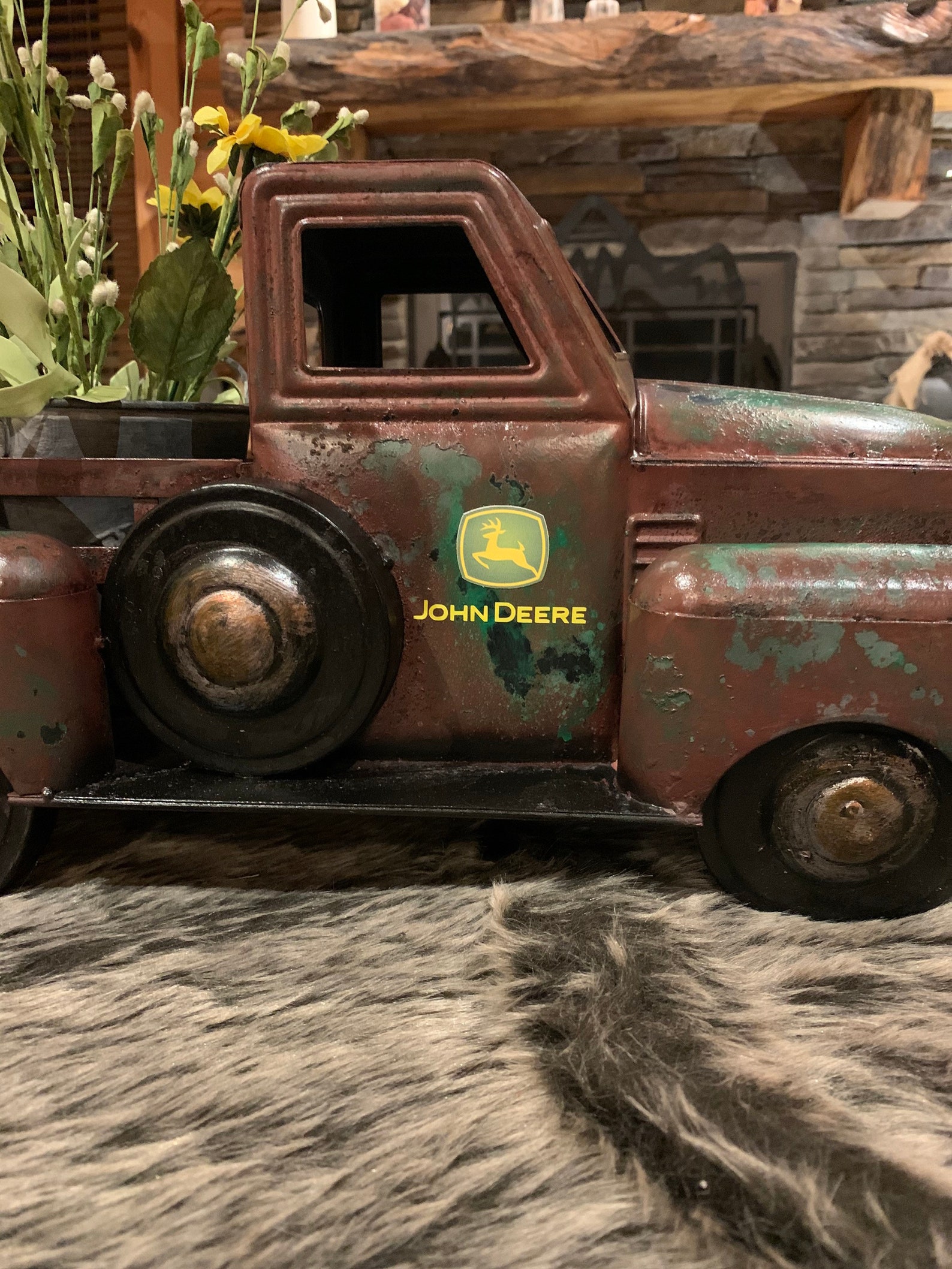 Personalized huge rustic farmhouse spring metal truck. Decor. Etsy