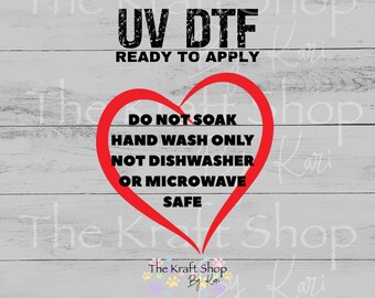 UV DTF Ready to apply Sticker print. Tumbler care hearts sticker decal, tumbler decal, permanent sticker. Care sticker for tumbler. #4585