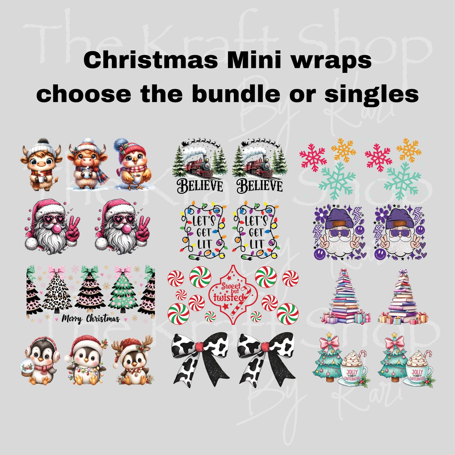 UV Dtf Sticker Print Christmas Mini Wraps for Mini Tumbler Keychains ...