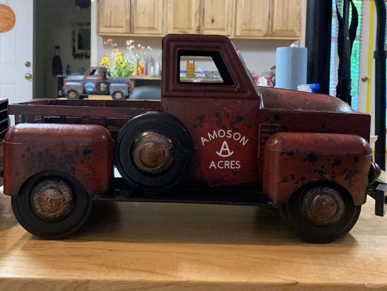 Personalized huge rustic farmhouse spring metal truck. Decor. Etsy
