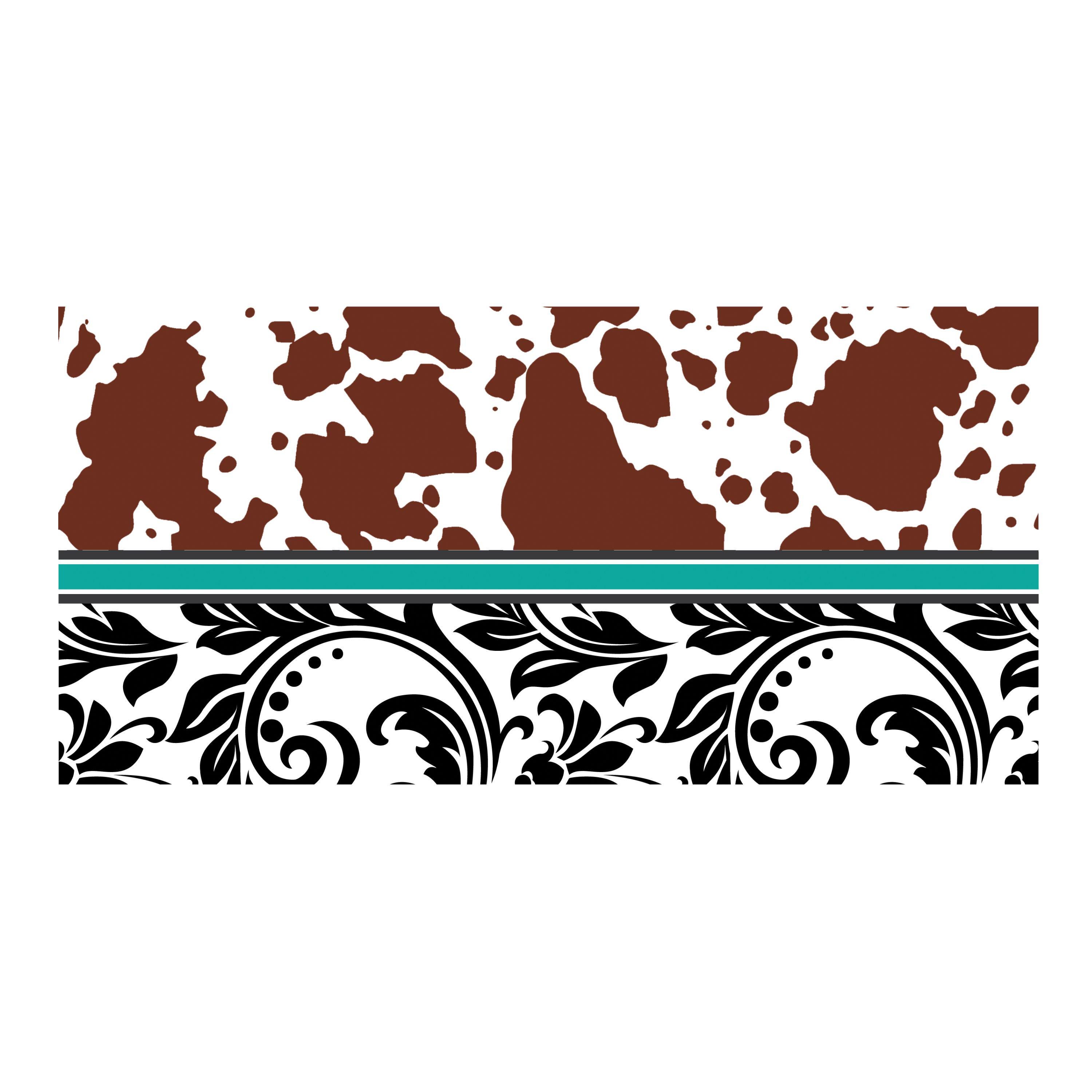 Cowhide Sticker UV DTF Sticker Print. Cowhide Western Tooled Leather Floral Wrap W ...