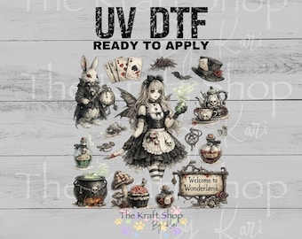 UV DTF Gothic Rabbit Alice elements mixed media bundle of decals Element sheet 10x10 decal #7675