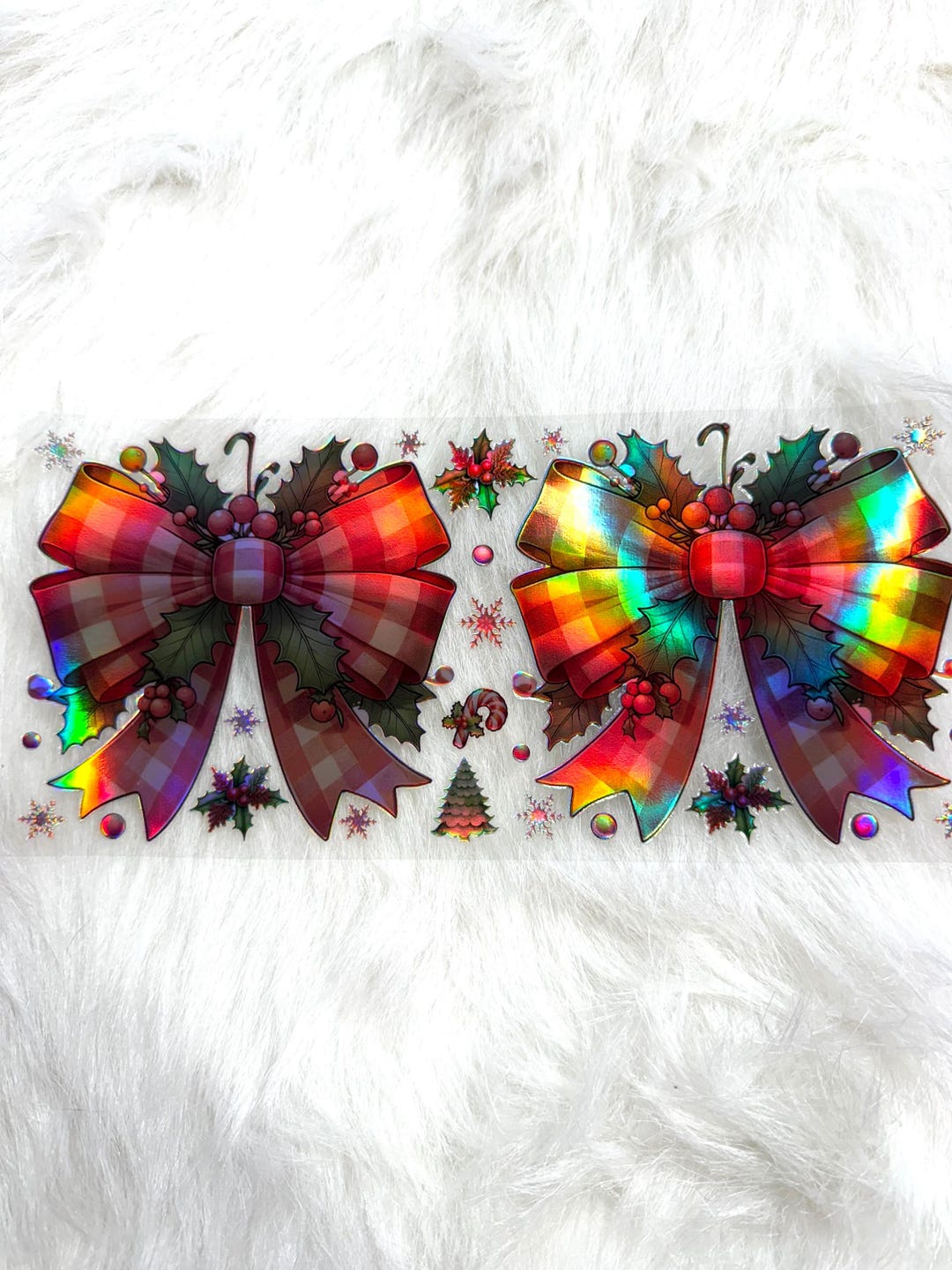 Red Bow Wrapping Sticker Holographic UV DTF Red White Maid Bows Wrap Sticker #43 - Etsy