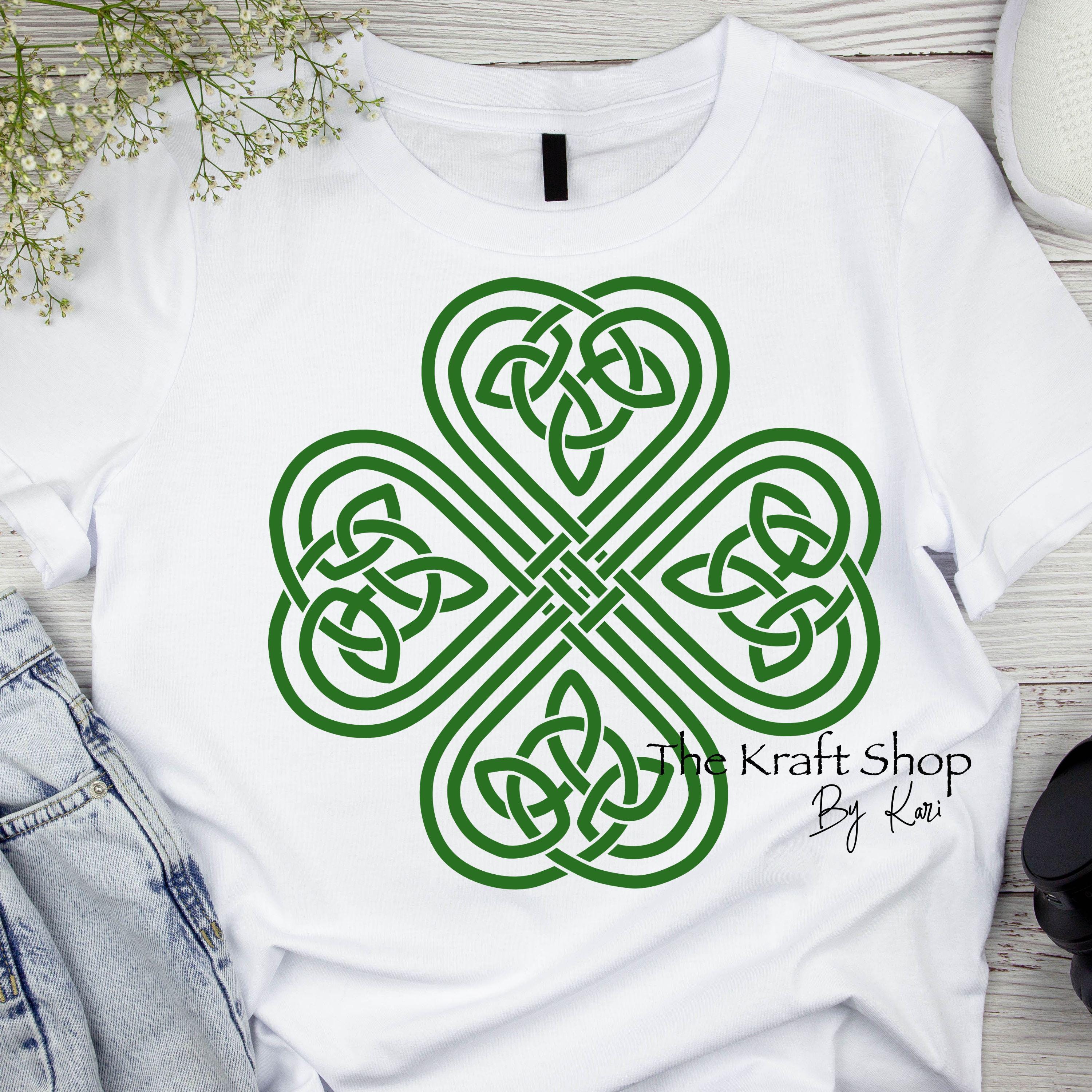 DTF Ready to Press Transfer. Celtic Shamrock Four Leaf Clover Luck of ...