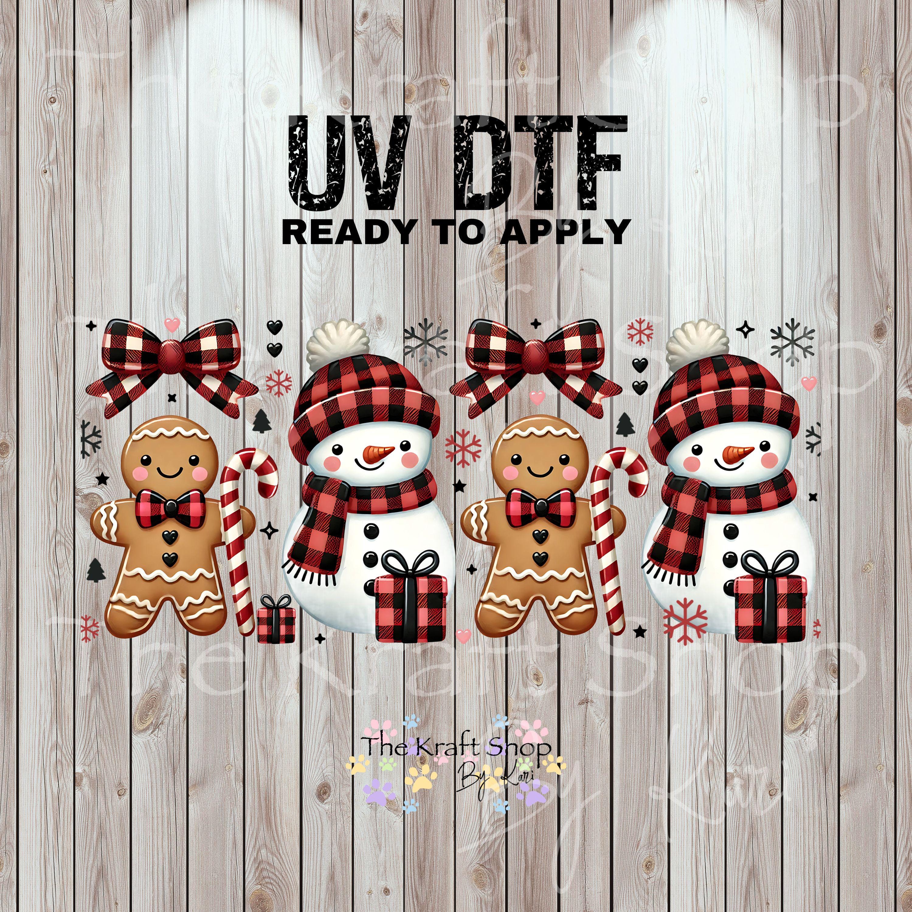 UV DTF Sticker Print. Christmas Snowman Gingerbread Wrap Decals Tumbler ...