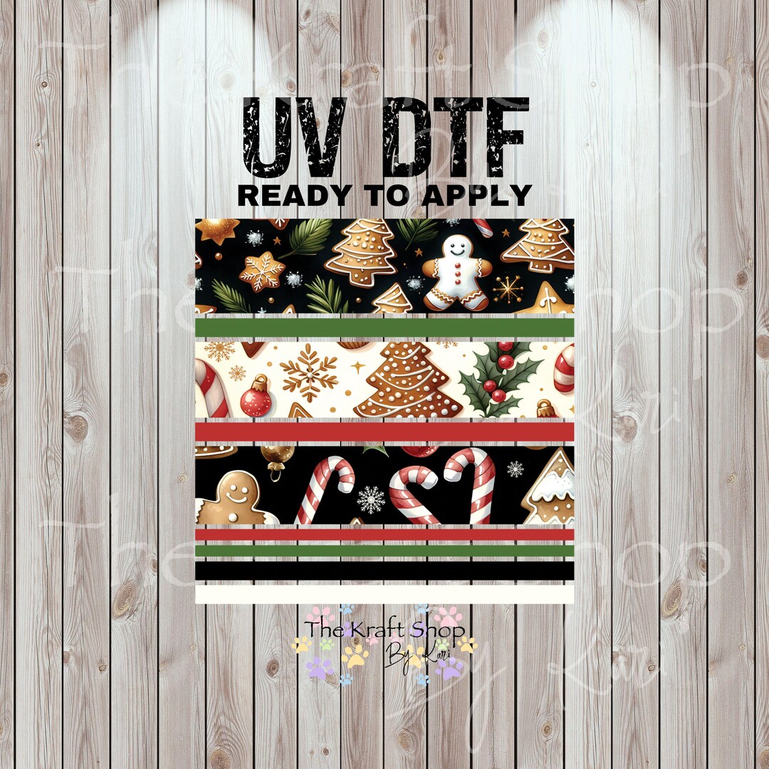 UV DTF Sticker Print Gingerbread Bands Christmas Elements Mixed Media ...