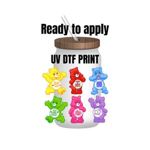 UV DTF Sticker print. Ready to apply! Swear bear bundle  decals, tumbler decal, permanent sticker. UV wrap for glass can tumbler. #4017