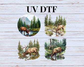 UV DTF Sticker print. Elk bundle of 4 decals, hunter decal. Men stickers, tumbler decal, permanent sticker. #9031