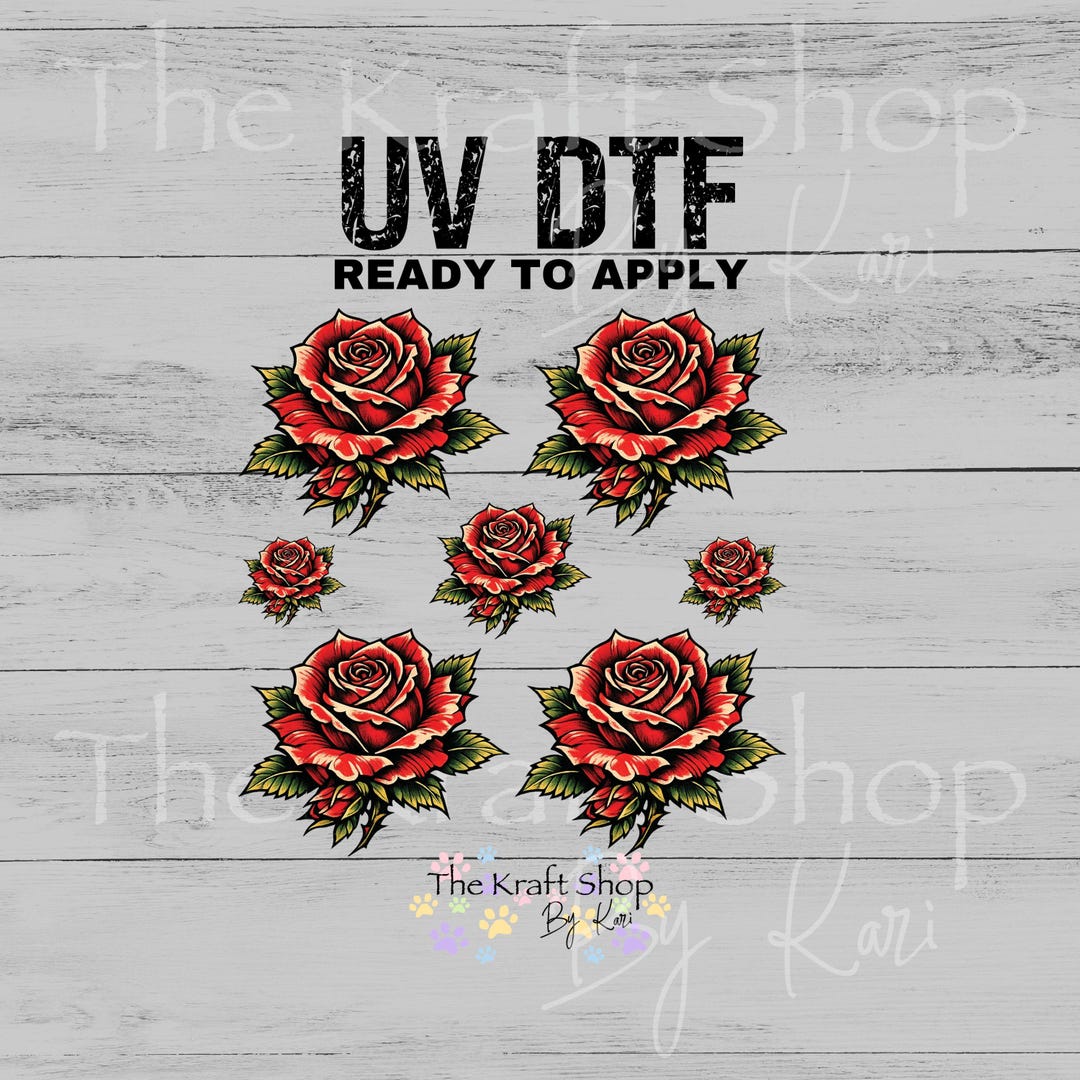 UV DTF Hand Painted Rose Like Element Sheet 6x6 Decal, Tumbler Decal ...