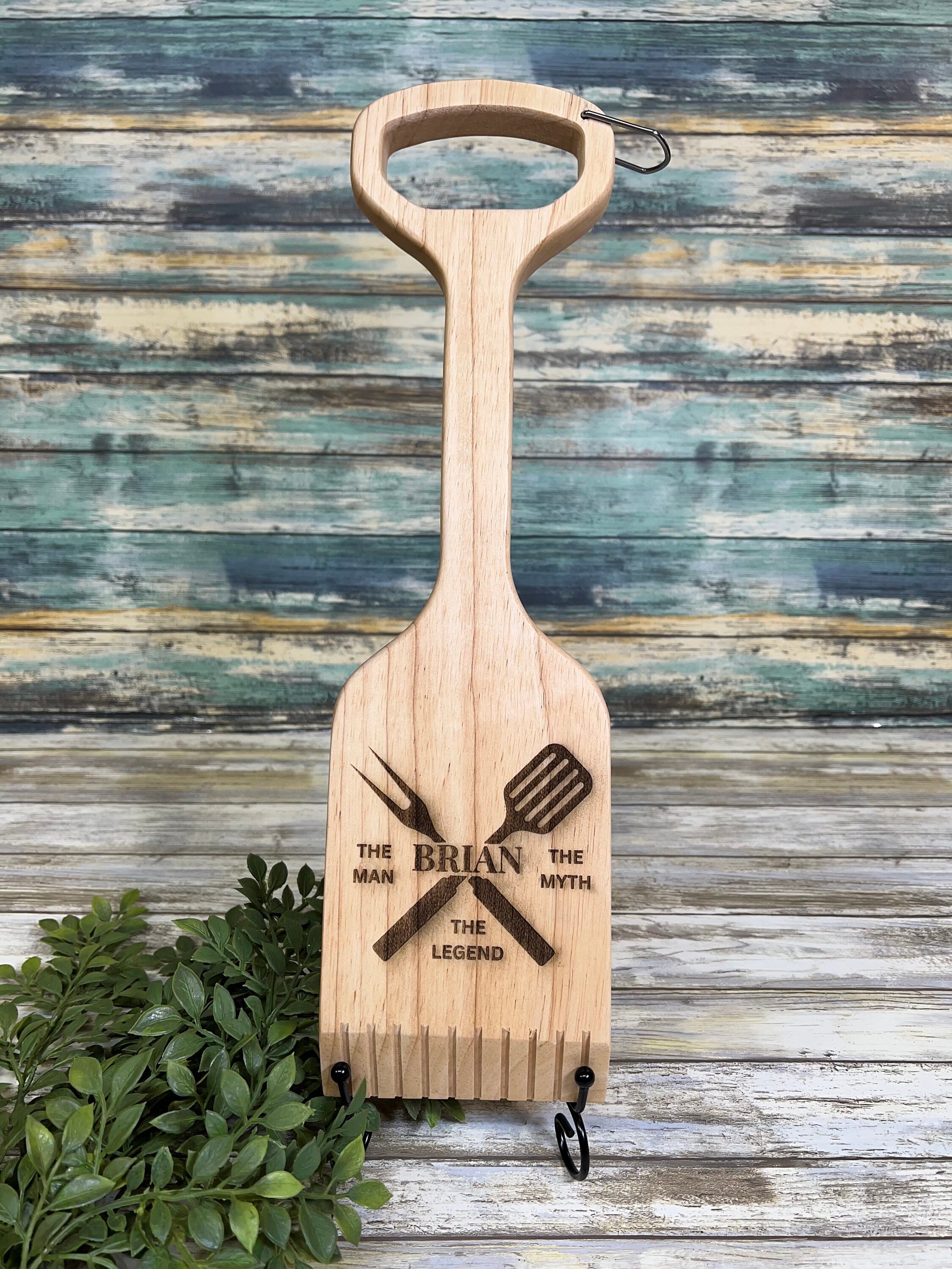 Minnesota Wild Hardwood BBQ Grill Scraper with Bottle Opener