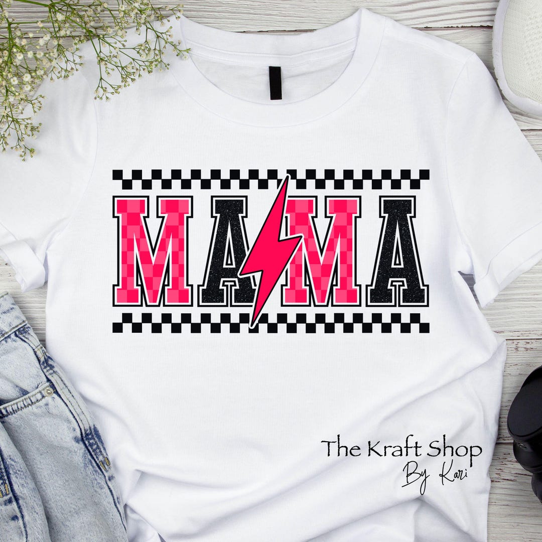 DTF Ready to Press Transfer. Mama Lightening Bolt Pink and Black ...