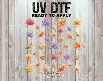 UV DTF Sticker print Pastel Leaves Element sheet 8 x 8 or 10 x 10 decal, tumbler decal, permanent sticker. #10342