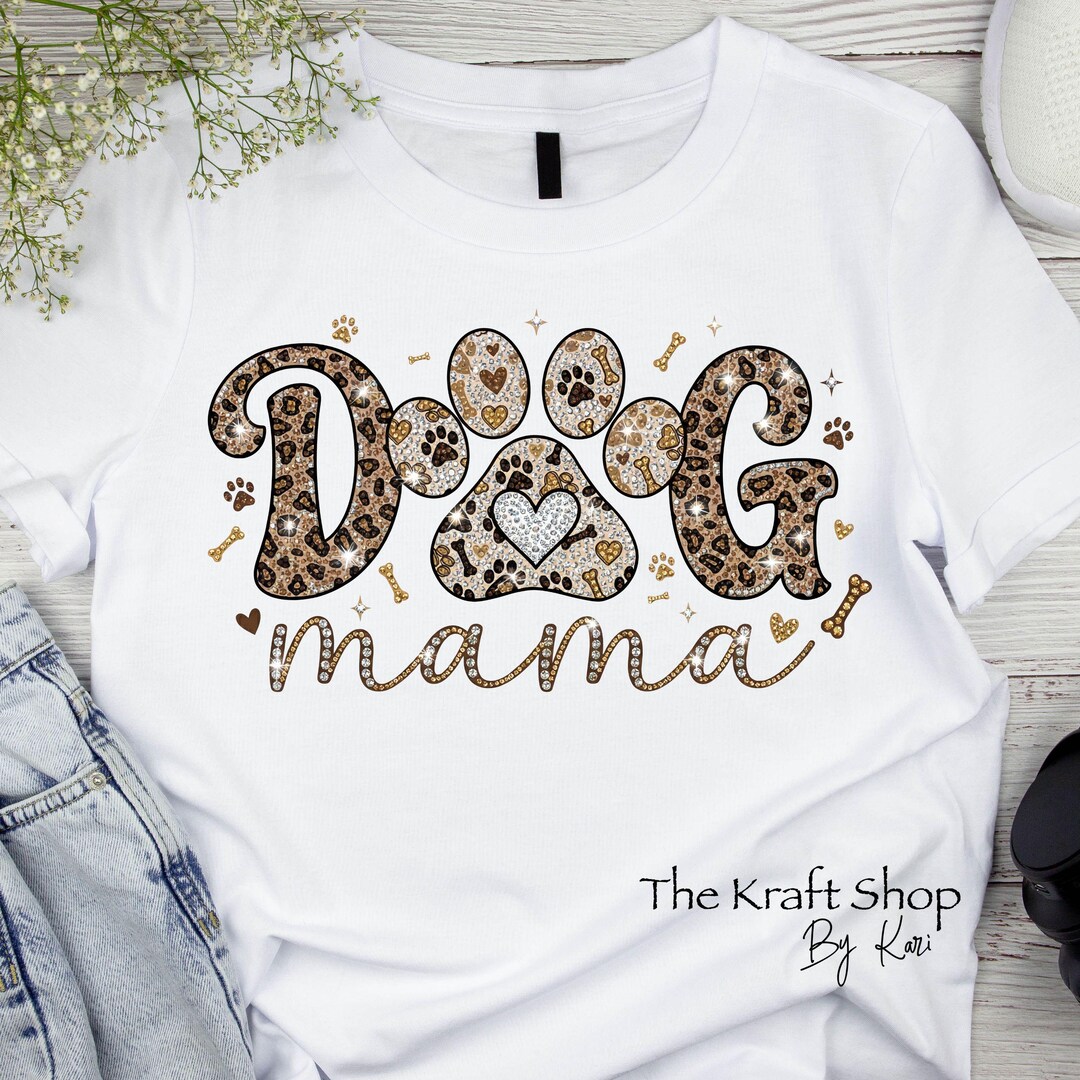 DTF Ready to Press Transfer. Diamond Dog Mama Faux Sparkle . Direct to ...