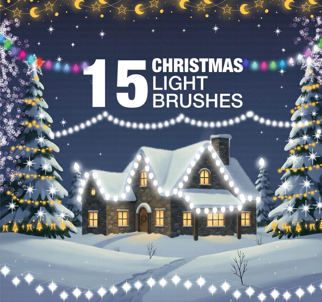 Christmas Lights Procreate Brush Set | 15 Glow & Sparkle Brushes ...