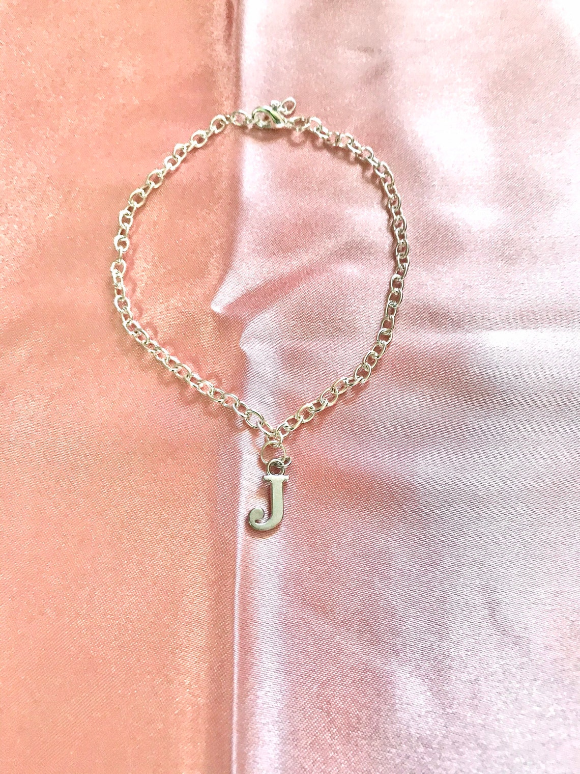 Adjustable Anklet Silver Custom Initial Anklet A Initial Etsy