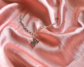 Adjustable Anklet, initial bracelet,  Silver Custom Initial Anklet, A Initial anklet, Letter Anklet, gift for her, Anklet for women,