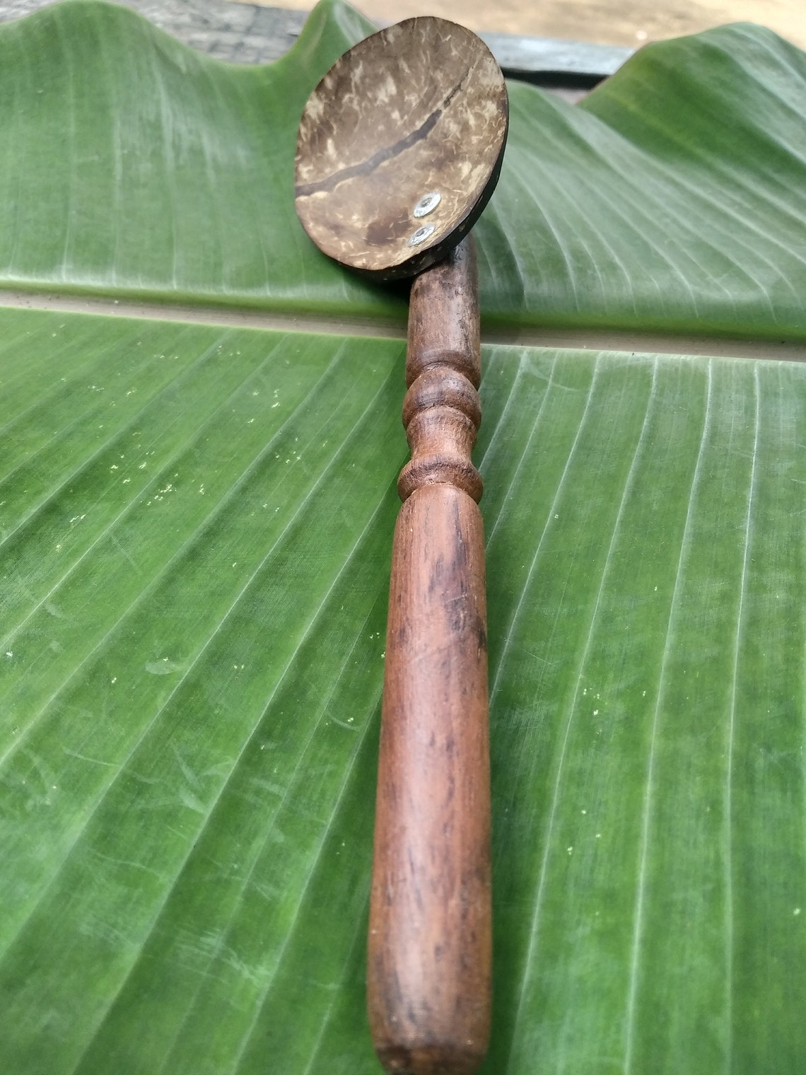 Handmade Coconut Shell Spoon Beautiful Wood Handle Eco Etsy