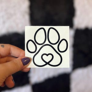 Paw Heart Decal, Car Decal, Laptop Sticker, Water Bottle Decal, Animal Lover Gift, Dog Decal, Cat Decal, Minimalist Decal, Pet Sticker