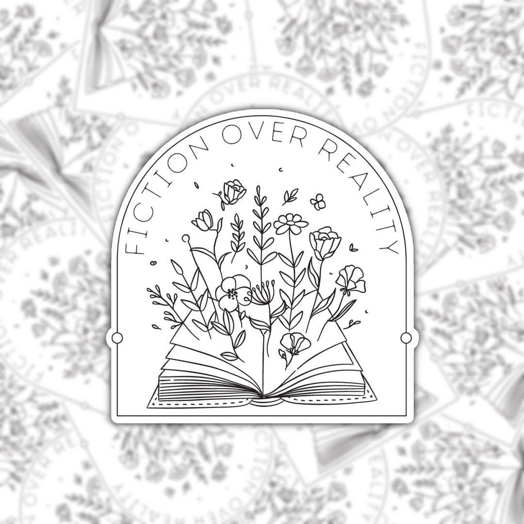 Fiction Over Reality, Book Sticker, Reader Gift, Bookworm Stickers ...