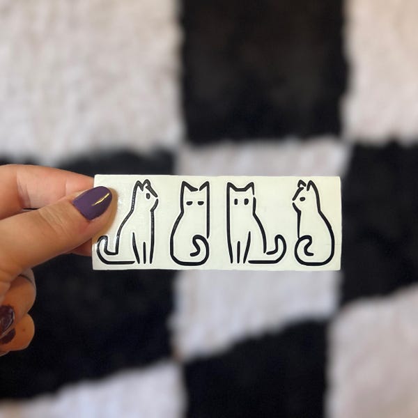 A Vinyl Decal With Some Very Small Cats, cat lover, car decal, minimalist sticker, laptop sticker, cat lady