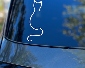 Cat Silhouette Decal, Car Decal, Laptop Sticker, Minimalist Decal, Gift for Cat Lovers, Simple Cat Sticker, Cat Bumper Sticker, Cat Decor