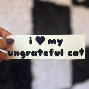 I Love My Ungrateful Cat Decal, Car Decal, Laptop Sticker, Cat Vinyl, Funny Bumper Sticker, Gifts for Cat Lovers, Funny Cat Sticker, Spoiled