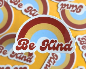 Sticker Soyez gentil, arc-en-ciel rétro, Sticker motivant pour bouteille d'eau