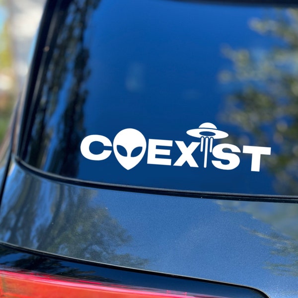 Coexist Decal, Car Decal, Laptop Sticker, Alien Decal, UFO Sticker, Conspiracy Decal, Area 51, Extraterrestrial, Funny Car Decal