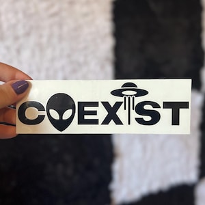 Coexist Decal, Car Decal, Laptop Sticker, Alien Decal, UFO Sticker, Conspiracy Decal, Area 51, Extraterrestrial, Funny Car Decal