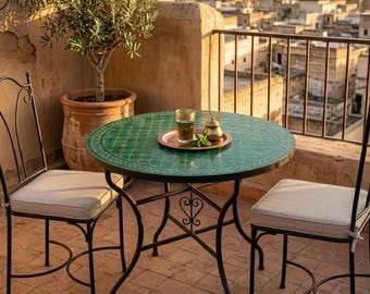 Outdoor Mosaic Bistro Table, Round Patio Balcony Furniture, Custom Size 16–48 Inch