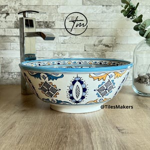 Artisan Hand-Painted Ceramic Vessel Sink – Modern Bathroom Statement Piece – Functional Art for Vanity Upgrade