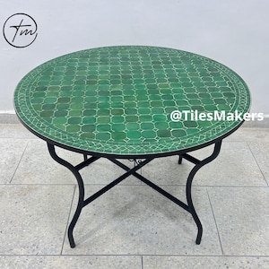 Handmade Moroccan Mosaic Tile Table: Outdoor Patio Dining Table