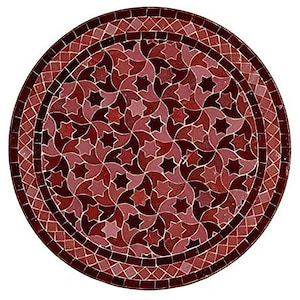 Handmade Mosaic Black and Red Outdoor Dining Table with Mosaic