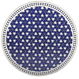 Personalized Moroccan Blue Outdoor Mosaic Patio Bistro Tiles Dining Table