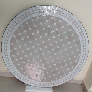 Moroccan Round Beige Mosaic Dinning Coffee Table For Outdoor