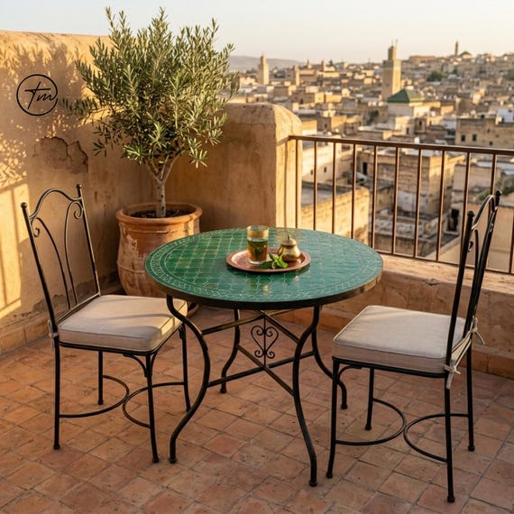 Outdoor Mosaic Bistro Table, Round Patio Balcony Furniture, Custom Size 16–48 Inch