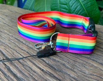 Gay Pride Lanyard Keychain Badge Holder Rainbow LGBTQ