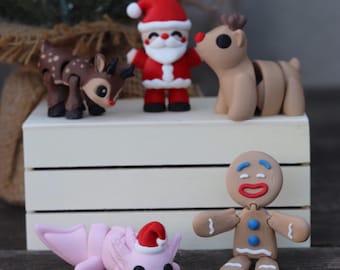 3D Printed Mini Flexi Christmas Fidget | 3D Printed Fidget Collectible | Holiday Fidget | Articulated Fidget | 3D Animals | Desk Figurine