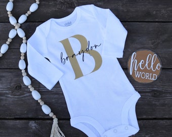 Monogram Initial letter W personalize infant shirt cute baby shower gift 