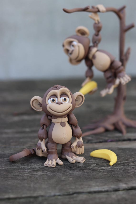 3D Printed Flexi Animal Fidget | 3D Printed Fidget Collectible | 3D Printed Flexi | Desk Figurine | Articulated Flexi Monkey | 3D Animals