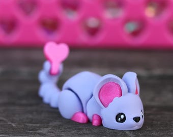 3D Printed Mini Flexi Mouse | 3D Printed Fidget Collectible | Articulated Fidget |  Desk Figurine | 3D Printed Fidget | Desk Decor | Kawaii