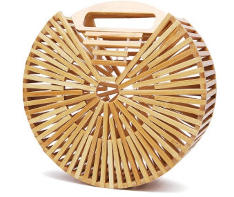 Bamboo Clutch with Faux Pearl Strap - Natural Texture Finish