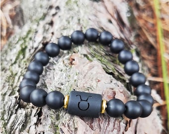 Taurus Zodiac Bracelet | Engraved Horoscope Bead Bracelet