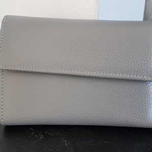 Cartera de mujer, cartera de mujer de piel con tarjetero, monedero con cremallera, cartera de mujer de piel genuina naranja