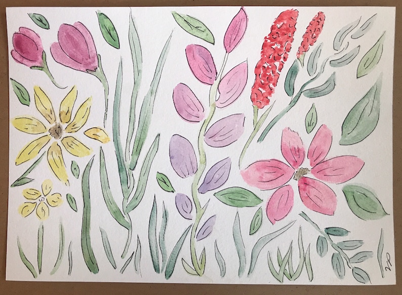 Flowers in watercolour and ink | Etsy