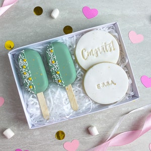 Personalised Congratulations Cakesicle and BiscuitTreat Gift Box - Congrats Biscuit / Chocolate - New Job - Promotion - Exam - Graduation