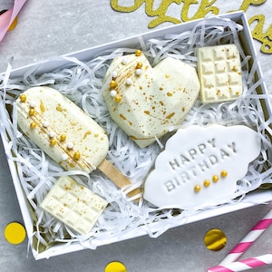 Birthday Cakesicle Treat Box for her - Personalised Birthday Gift -Belgian Chocolate Cakesicles - Popsicle - Letterbox gift